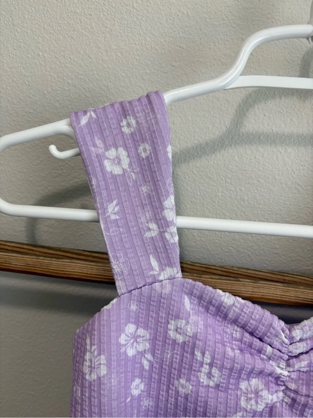 Justice Girls Cinched Floral Tank in Violet | size medium (10)